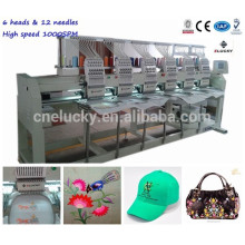 Elucky new condition 6 heads hat embroidery machine sale textile printer for hat/flat embroidery